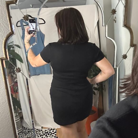 Vintage BIA Leopard Neck Mini Dress Black Size Medium - Picture 7 of 7